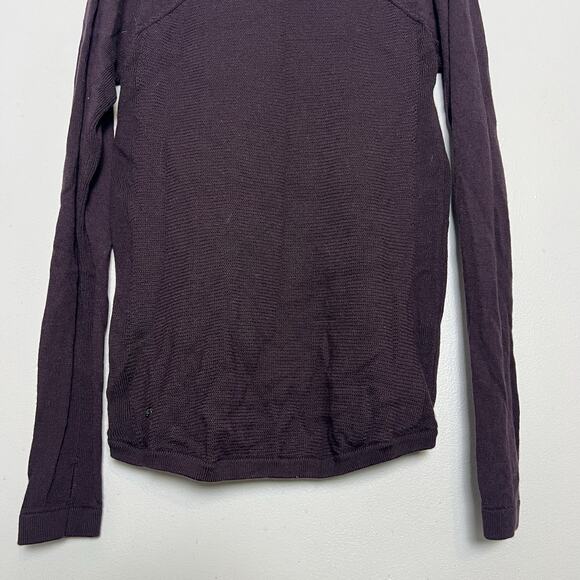Lululemon Womens Merino Wool Crew Neck Sit In Lotus Sweater Sz 8 Black Cherry - Picture 12 of 14